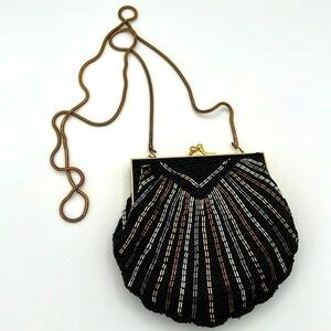 Carla Marchi beaded crossbody mini cocktail purse clutch with kiss lock closure